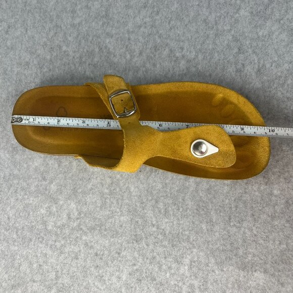 Yokono Suede Leather Thongs T-Strap Sandals Shoes 7.5 8 Yellow Cork Made Spain - Picture 10 of 11